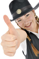 Junge Frau in Cowboy-Kostüm 