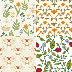 Seamless floral patterns set