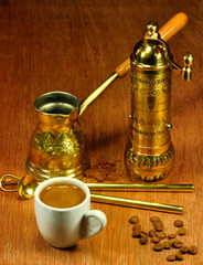 traditional set for arabic and greek coffee