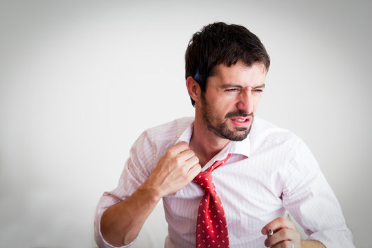 Dissapointed Businessman Smoking