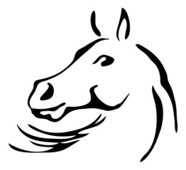 black and white vector outlines of horse