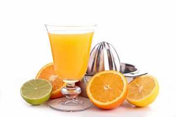 juicer with assortment of fruits