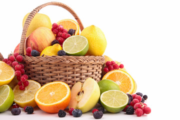 wicker basket with fruits