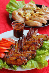 Fried chicken wings marinated chicken wings with sauce