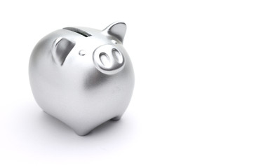 豚の貯金箱　銀