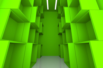 Naklejka premium Abstract box green room