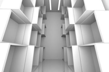 Abstract box white room