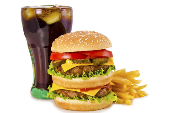 Burger, french fries and cola