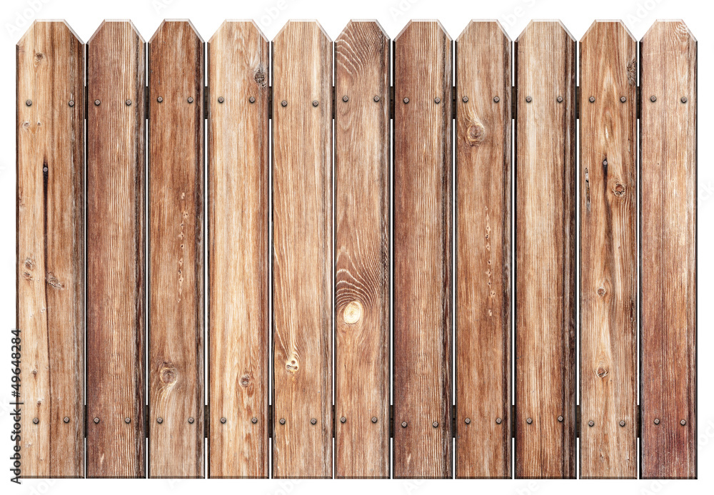 Wall mural old wooden fence isolated on white