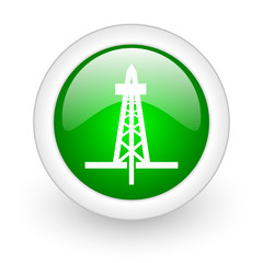 drilling green circle glossy web icon on white background