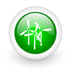 windmill green circle glossy web icon on white background