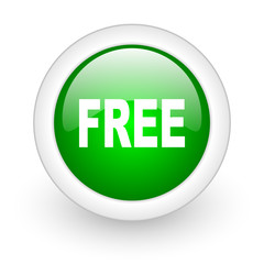 free green circle glossy web icon on white background