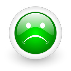 cry green circle glossy web icon on white background