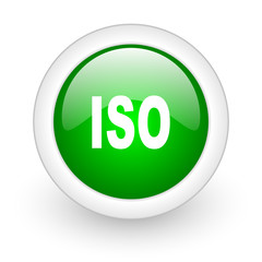 iso green circle glossy web icon on white background