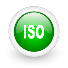 iso green circle glossy web icon on white background