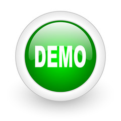 demo green circle glossy web icon on white background