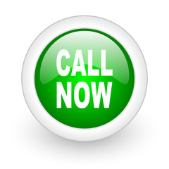 call now green circle glossy web icon on white background