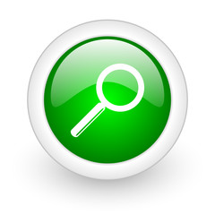 search green circle glossy web icon on white background