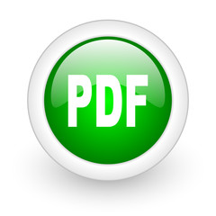 pdf green circle glossy web icon on white background