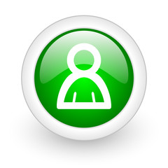 account green circle glossy web icon on white background