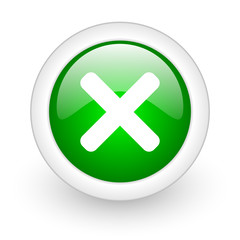 Obraz premium cancel green circle glossy web icon on white background