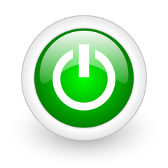 power green circle glossy web icon on white background