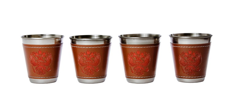 Stainless steel shot glasses with the Russian coat-of-arms