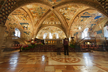 Assisi Dome Saint Francis Church interior view - obrazy, fototapety, plakaty