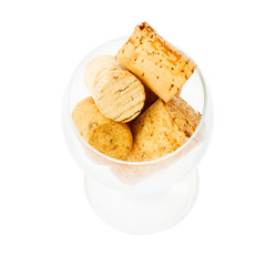 empty  glass with wine corks