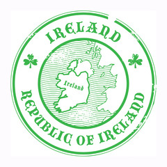 Grunge rubber stamp with the name and map of Ireland, vector - 49652619