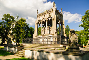 Fototapeta premium Potocki mausoleum in park - Wilanow palace area, Warsaw, Poland