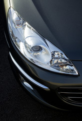 closeup of car head light.