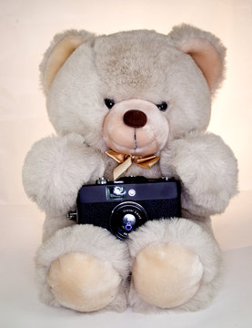 teddybaer with camera