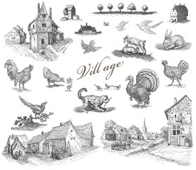 Old village illustration