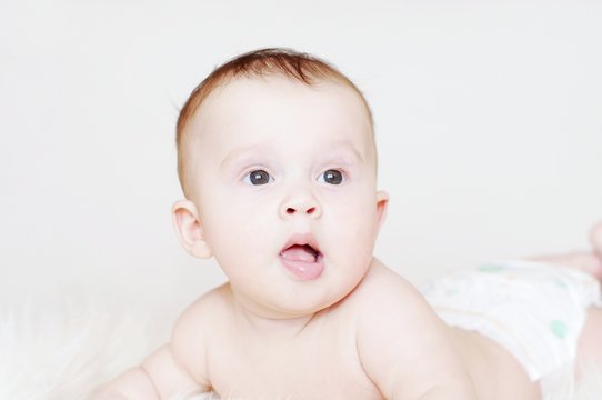 The surprised five-months baby