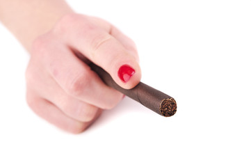 woman holding cigar