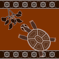 illu.based on aboriginal style of dot painting:turtle