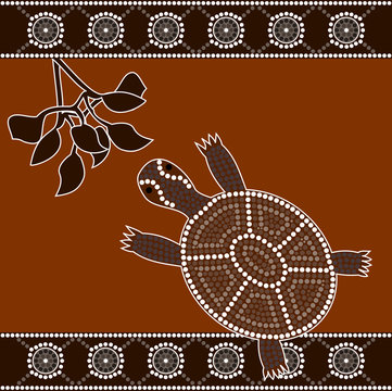 illu.based on aboriginal style of dot painting:turtle