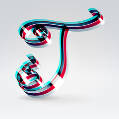 Fantasy plastic 3d glowing ribbon typeface