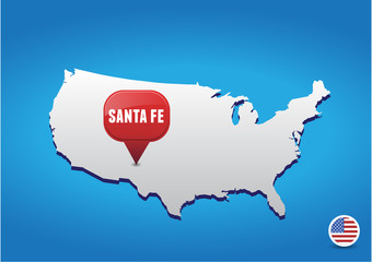 Obraz premium Santa Fe on USA map