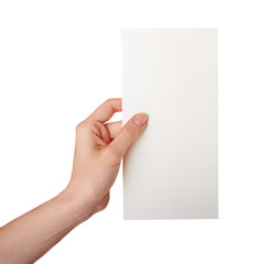 Fototapeta premium hand holding a blank business card isolated