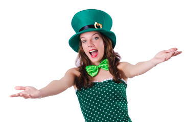 Young girl in saint patrick celebration concept