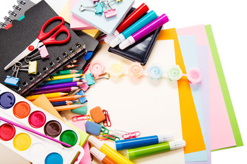 Naklejka premium School and office stationary. Back to school concept