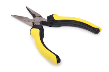 Yellow pliers isolated on the white