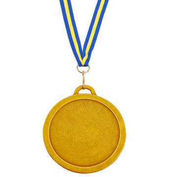 Gold medal for success in business. On a white background.