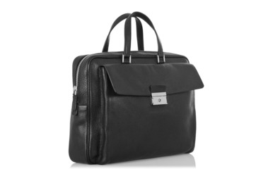 Black briefcase isolated on the white