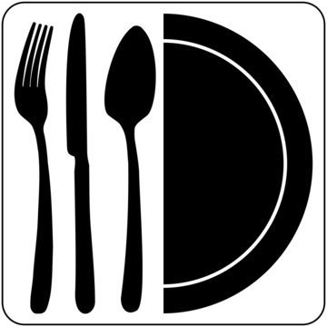 LOGO INSEGNA RISTORANTE TRIS POSATE CON MEZZO PIATTO