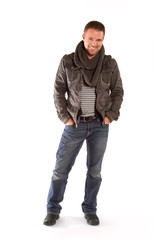Naklejka premium Happy Man Standing on a White Background