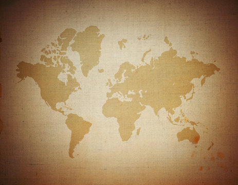 Map world on paper background Style Grunge