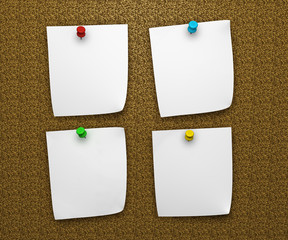 Blank Papers On Cork Notice Board